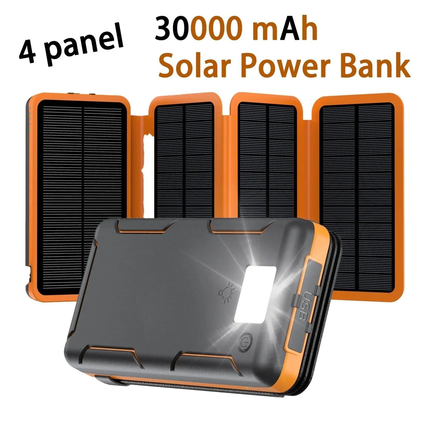 Rscrola 50000mAh Portable Solar Power Bank Fast Charging Battery Pack