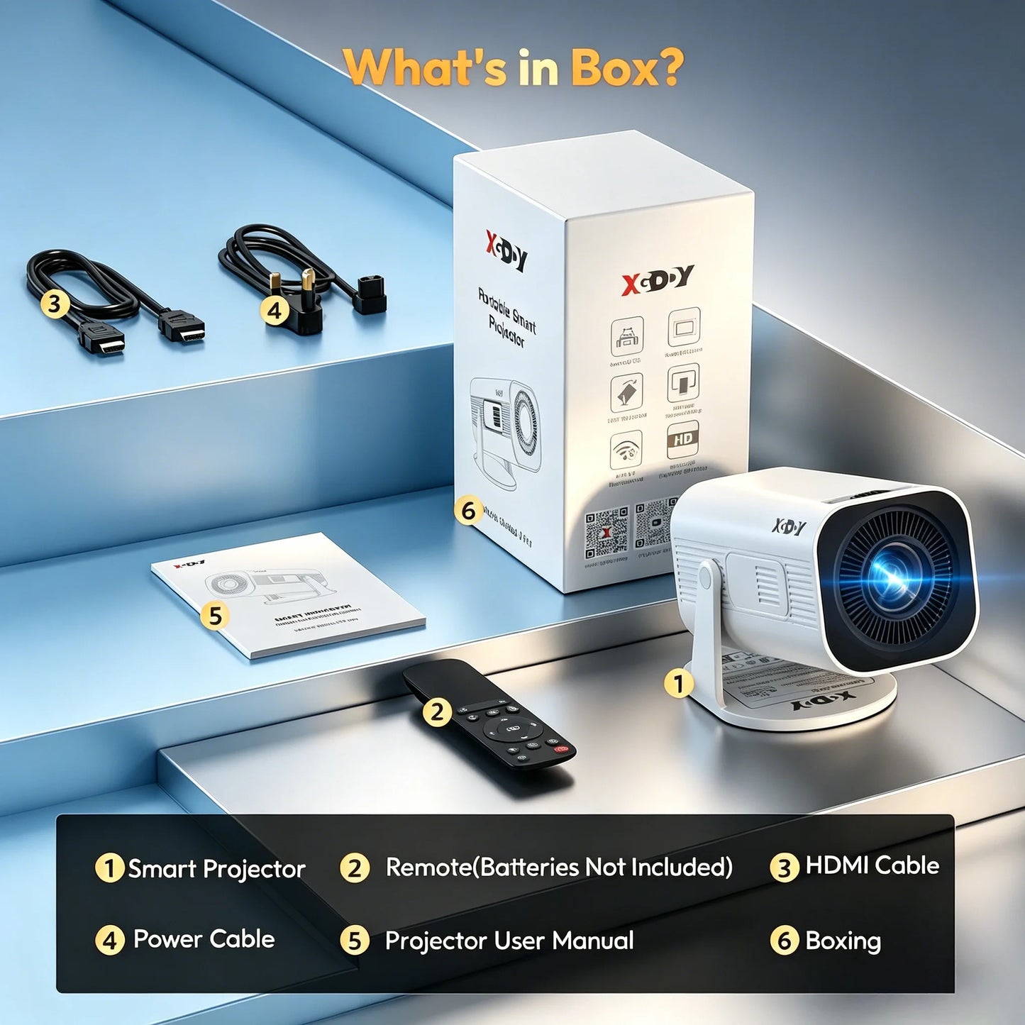 XGODY 4K LED Projector 12000 Lumens Wireless Home Theater Entertainment