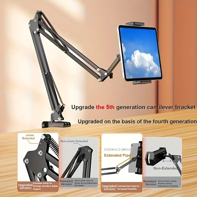 Adjustable Bed Tablet Holder Rotatable Arm Metal Desk Clamp