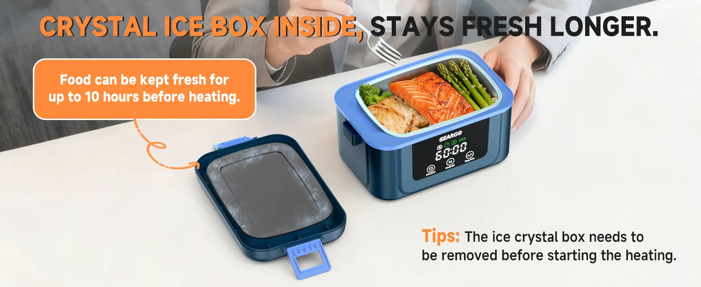 Cordless Electric Lunch Box Self Heating Portable 24 Hour Rechargeable