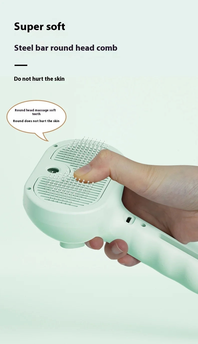 Pet Hair Removal Steam Brush For Grooming With Water Tank