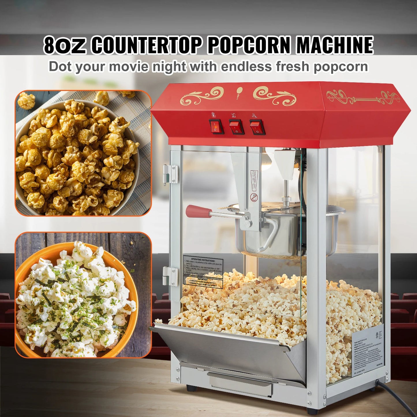 Succebuy Commercial Popcorn Maker Automatic Electric Popper Machine