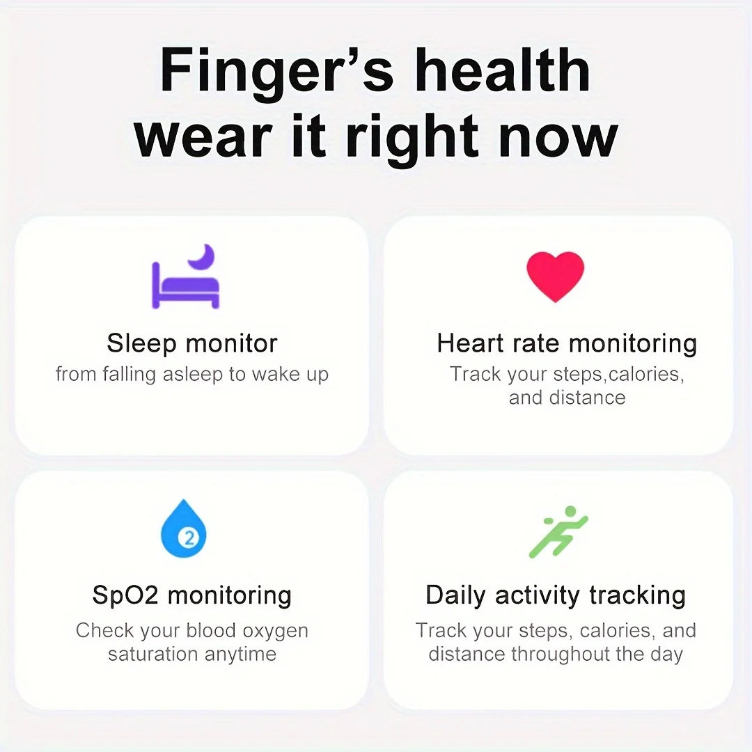 Smart Ring Health Tracker With Wireless Steps Counter Stainless Steel