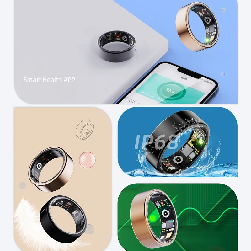 Smart Ring Bluetooth Call Heart Rate Blood Pressure Waterproof Monitor