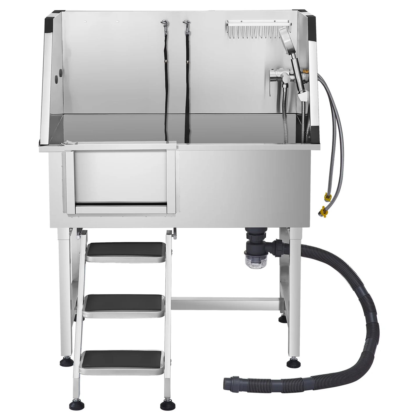 Stainless Steel Dog Grooming Station With Faucet Showerhead Soap Holder