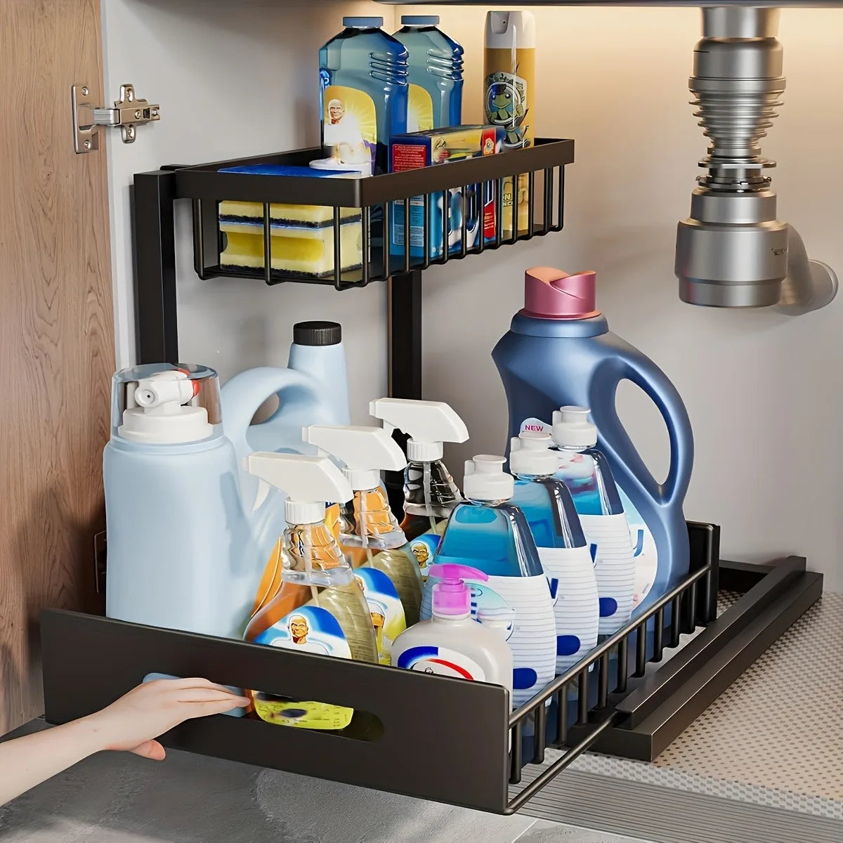 Stainless Steel Kitchen Sliding Pull Out Cabinet Sorting Rack