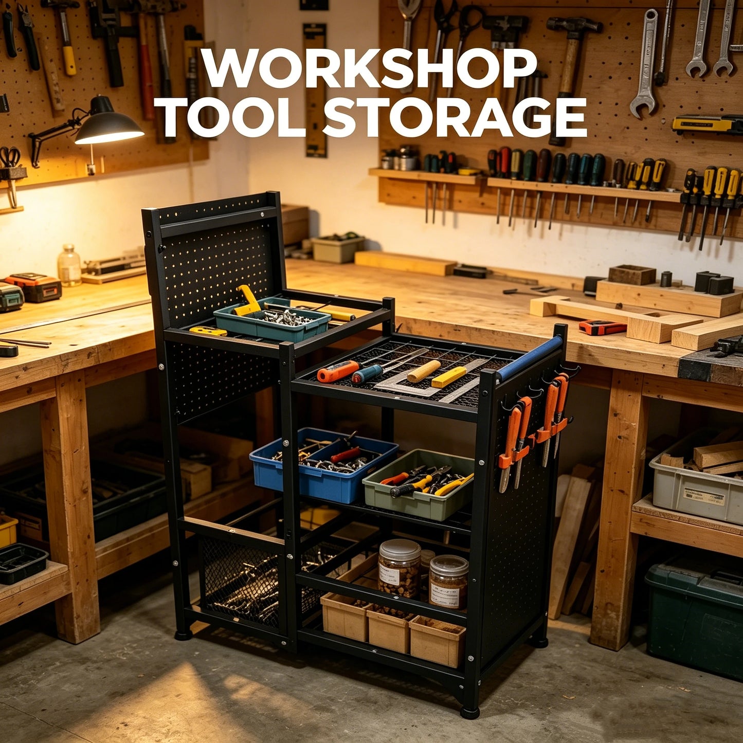 2 Pack Heavy Duty Garden Tool Storage Rack With Pegboard