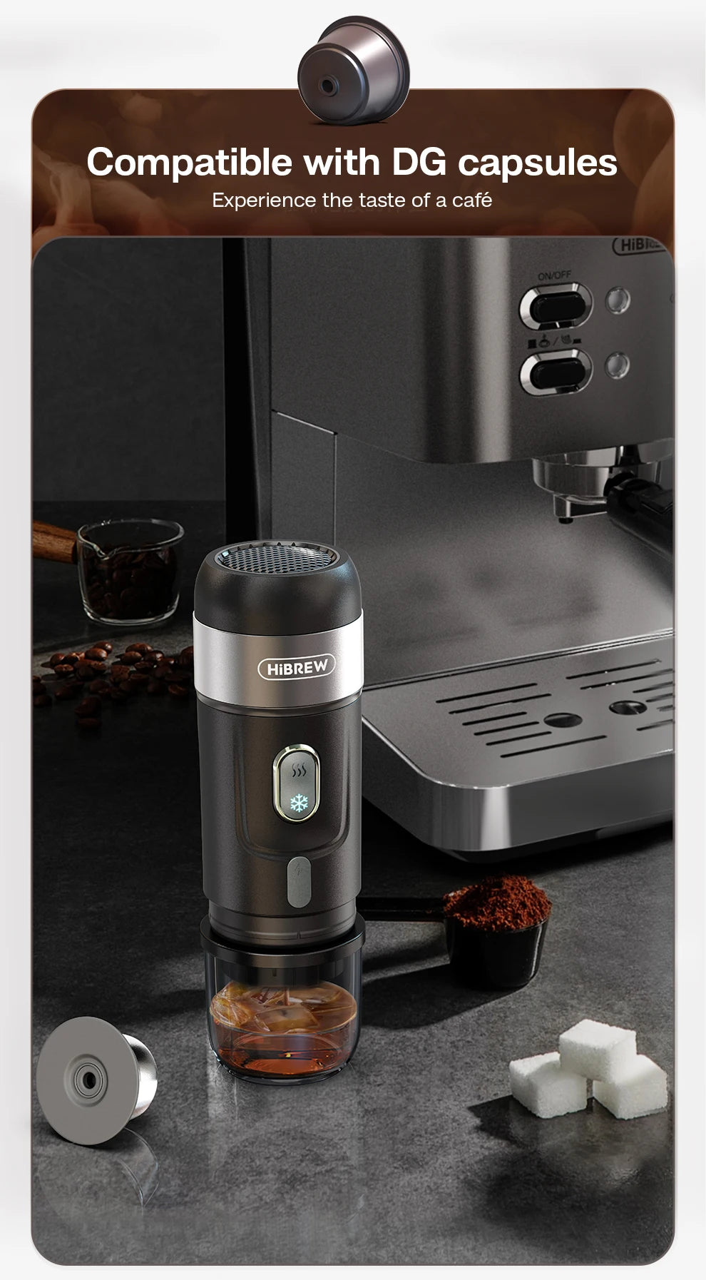 HiBREW Portable Espresso Coffee Machine For Car And Home 12V