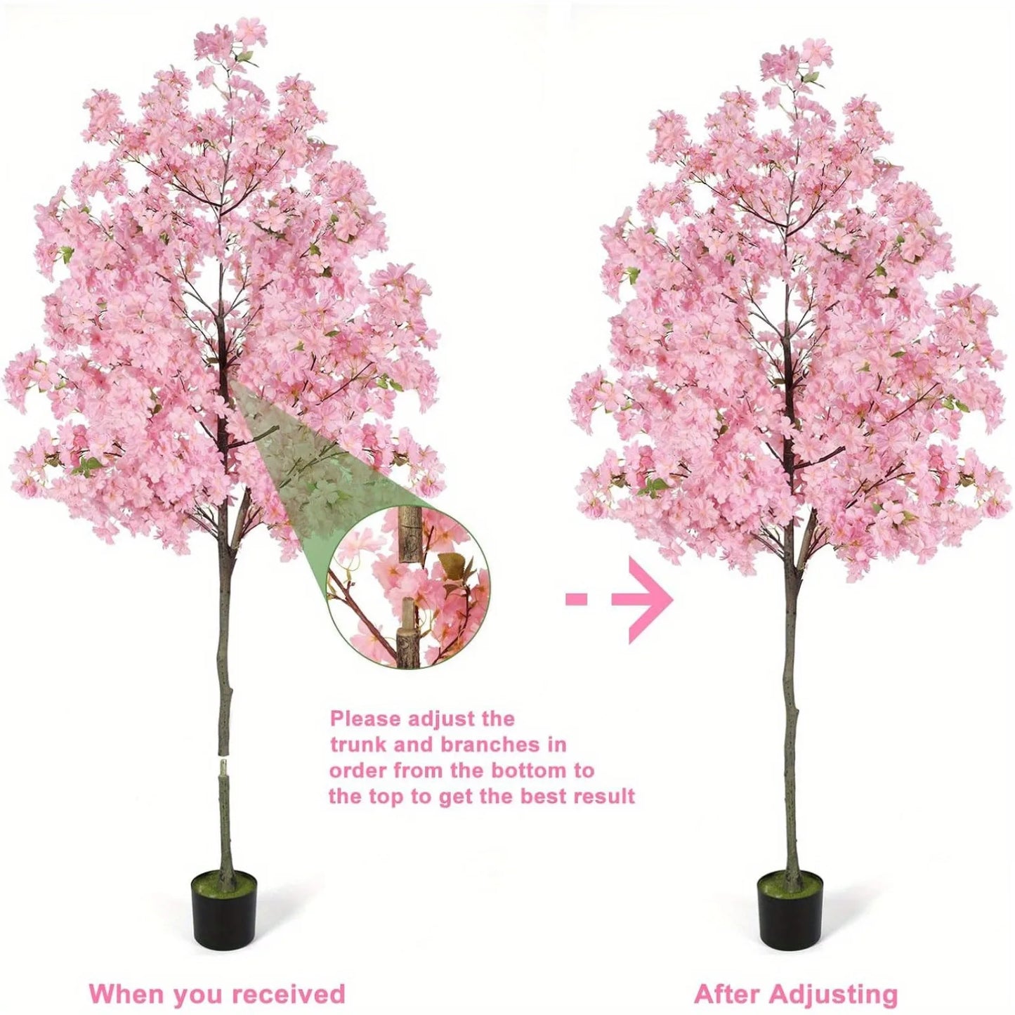 Artificial Cherry Blossom Tree Silk Plant In Nursery Pot Indoor