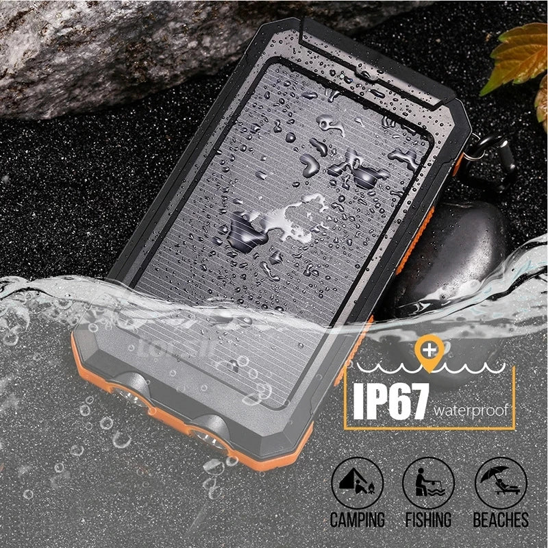 Oloey Solar Power Bank 80000Mah Portable Charger Strong Led Light