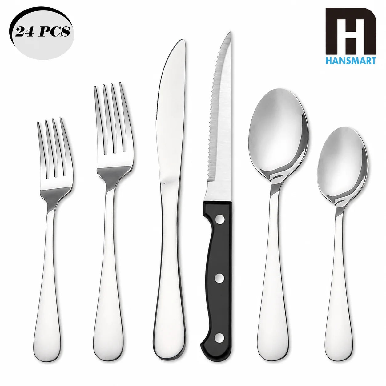 HANSMART Stainless Steel Flatware Set Knives Forks Spoons Dishwasher Safe