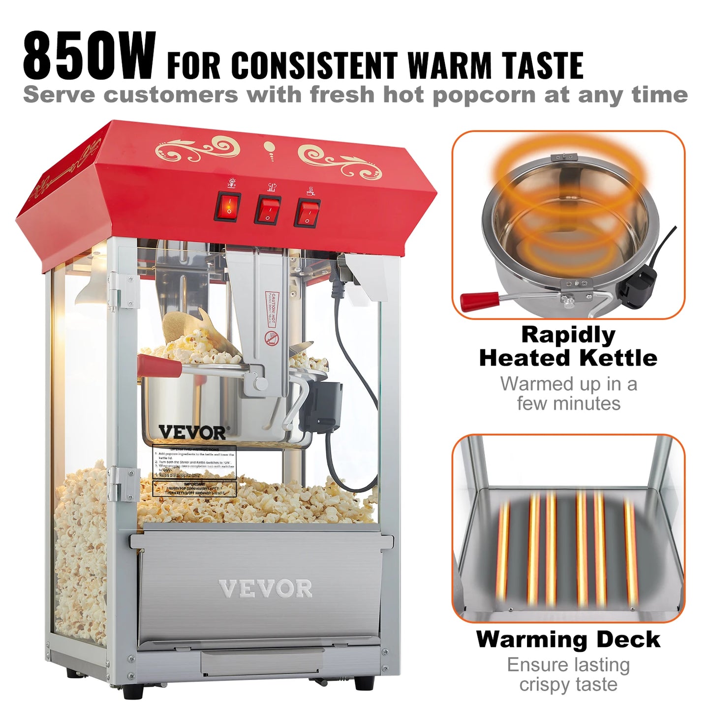 Succebuy Commercial Popcorn Maker Automatic Electric Popper Machine