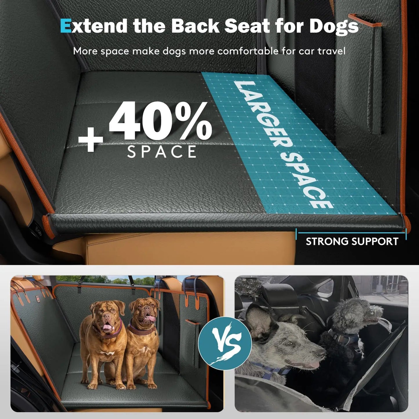 PU Leather Dog Back Seat Extender Waterproof Car Seat Cover