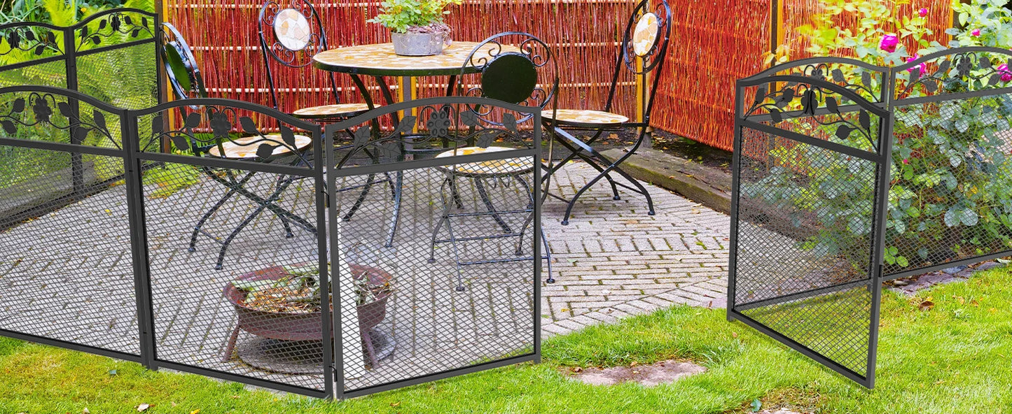 Borwart Wrought Iron Dog Fence Panels Pet Running Exercise Barrier