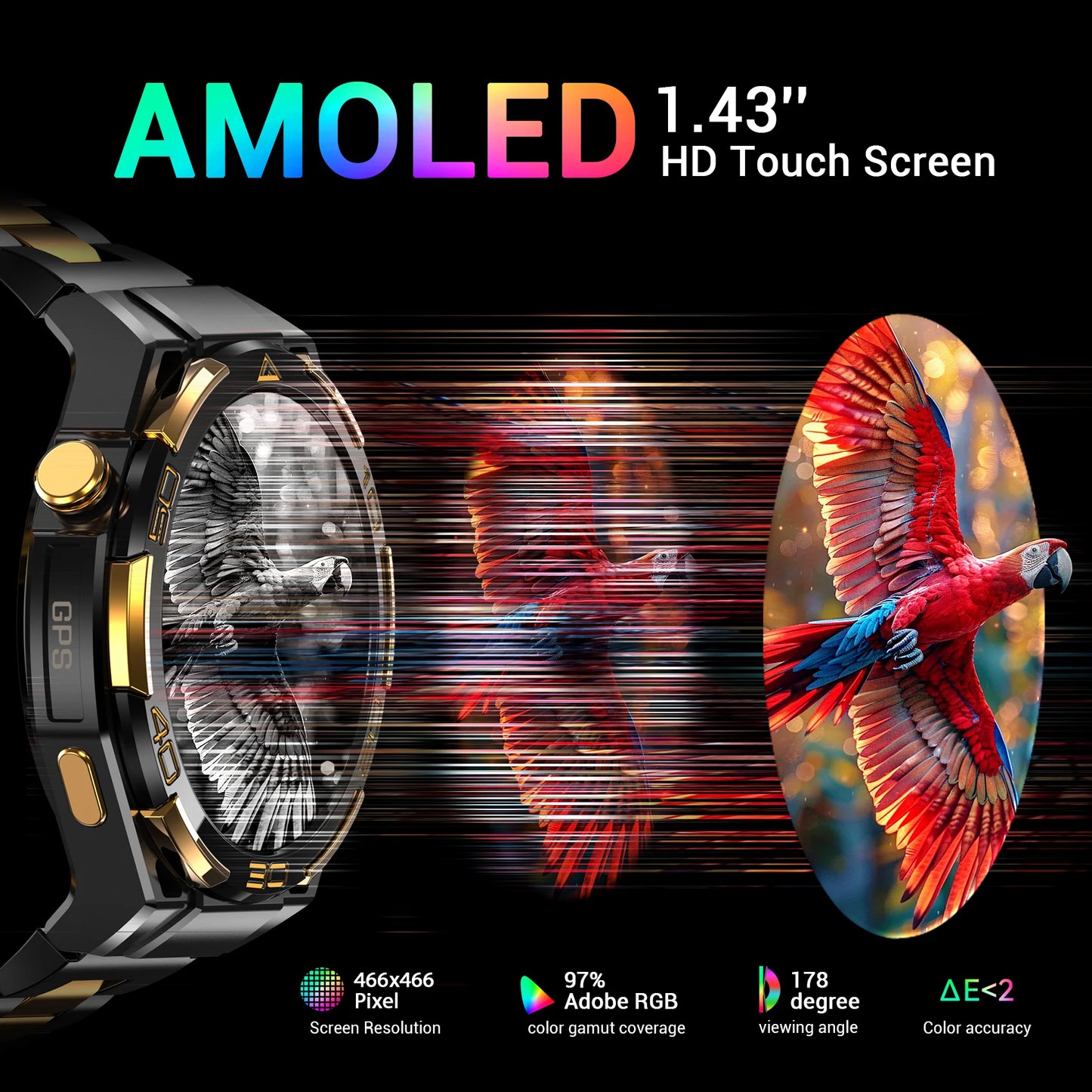 IOWODO W90Pro GPS Smartwatch With Flashlight And AMOLED Display