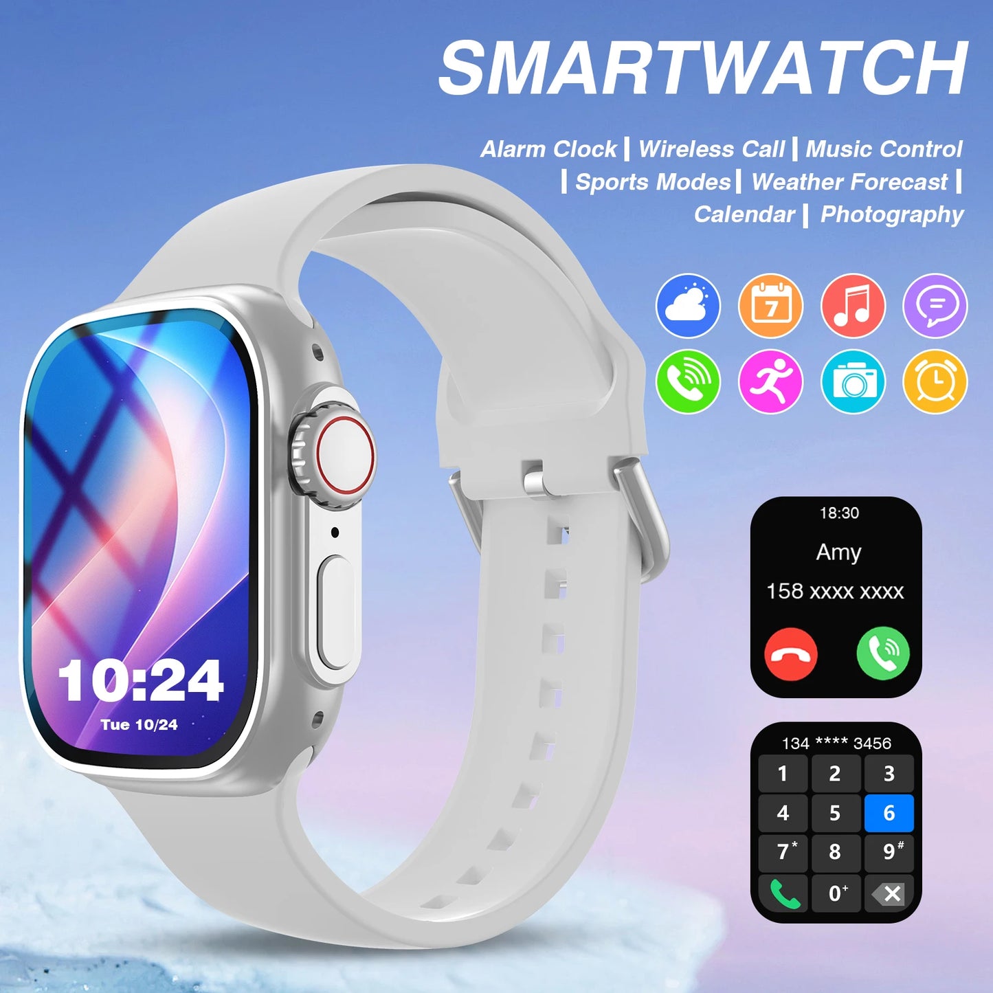 Odelettevcy Smart Watch With Wireless Calling Weather Forecast SMS Alerts