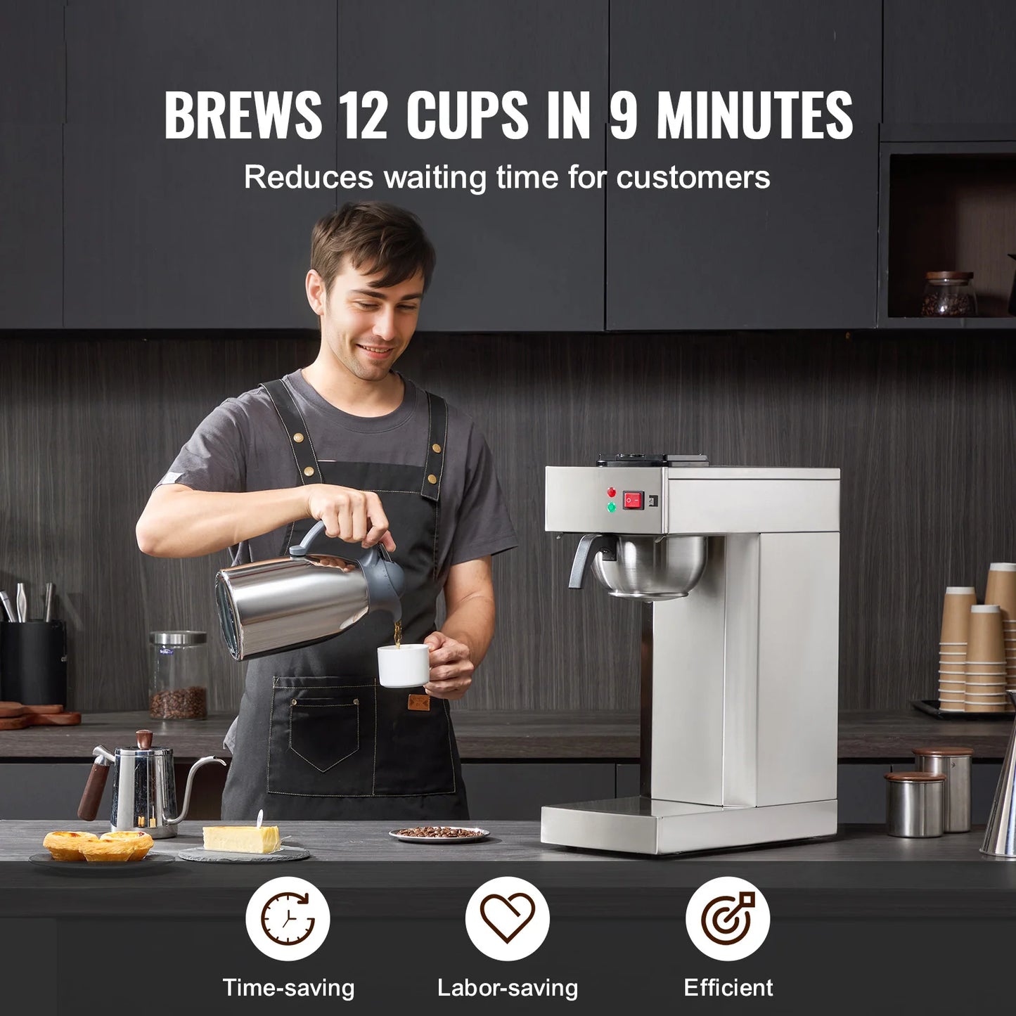SucceBuy Stainless Steel Commercial Drip Coffee Maker Restaurant Office
