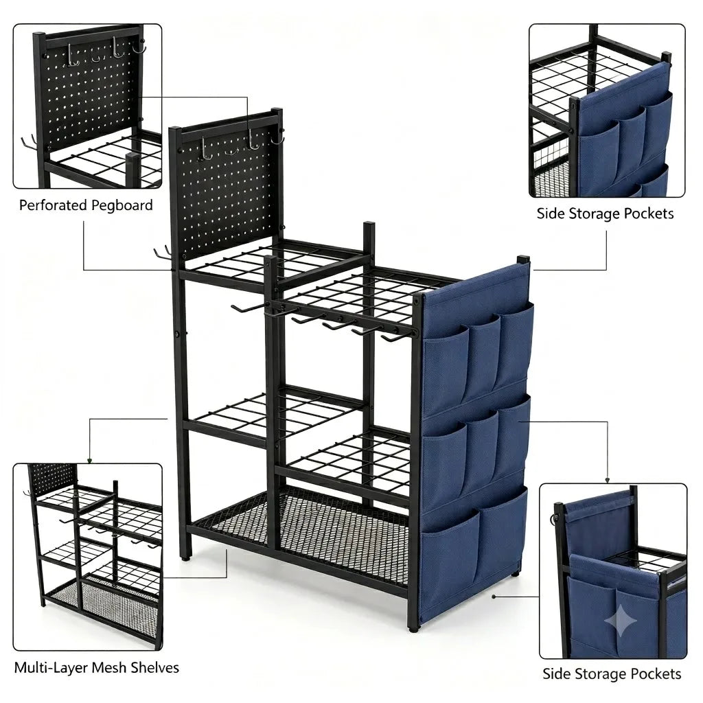 2 Pack Heavy Duty Garden Tool Storage Rack With Pegboard