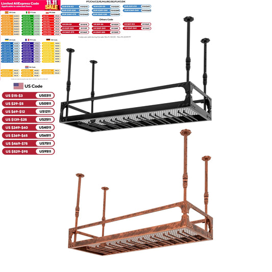 Industrial Ceiling Mounted Wine Bottle And Glass Shelf Rack