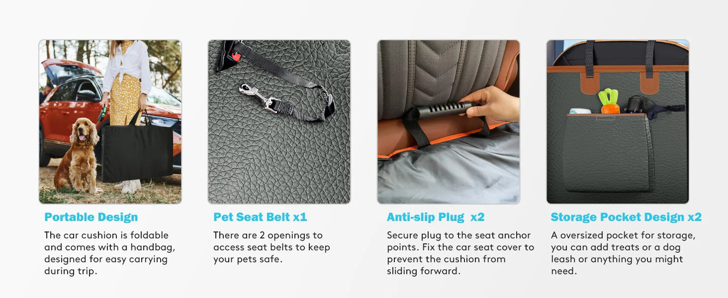 PU Leather Dog Back Seat Extender Waterproof Car Seat Cover