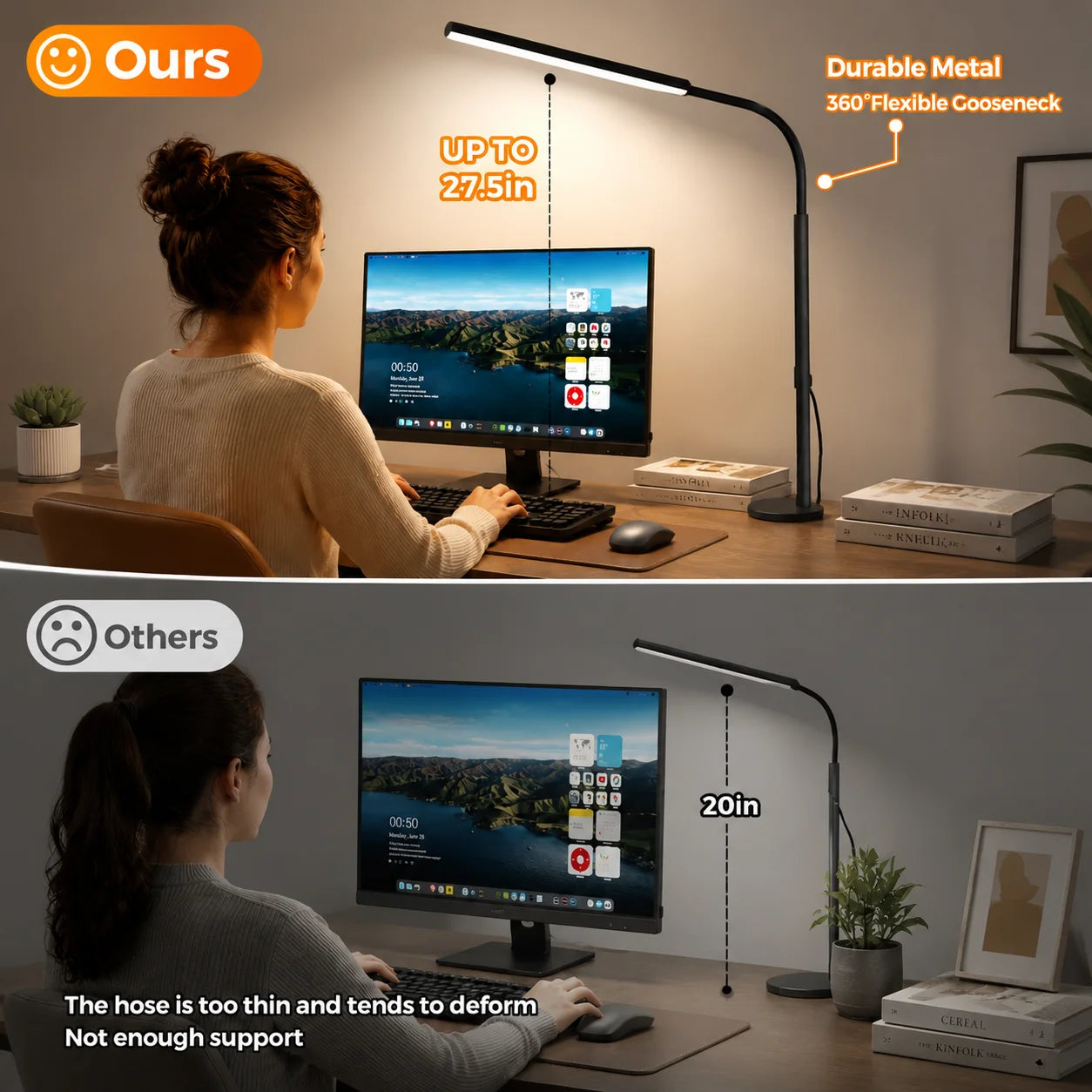 LED Desk Lamp With Clamp Gooseneck 5 Lighting Modes 11 Brightness Levels