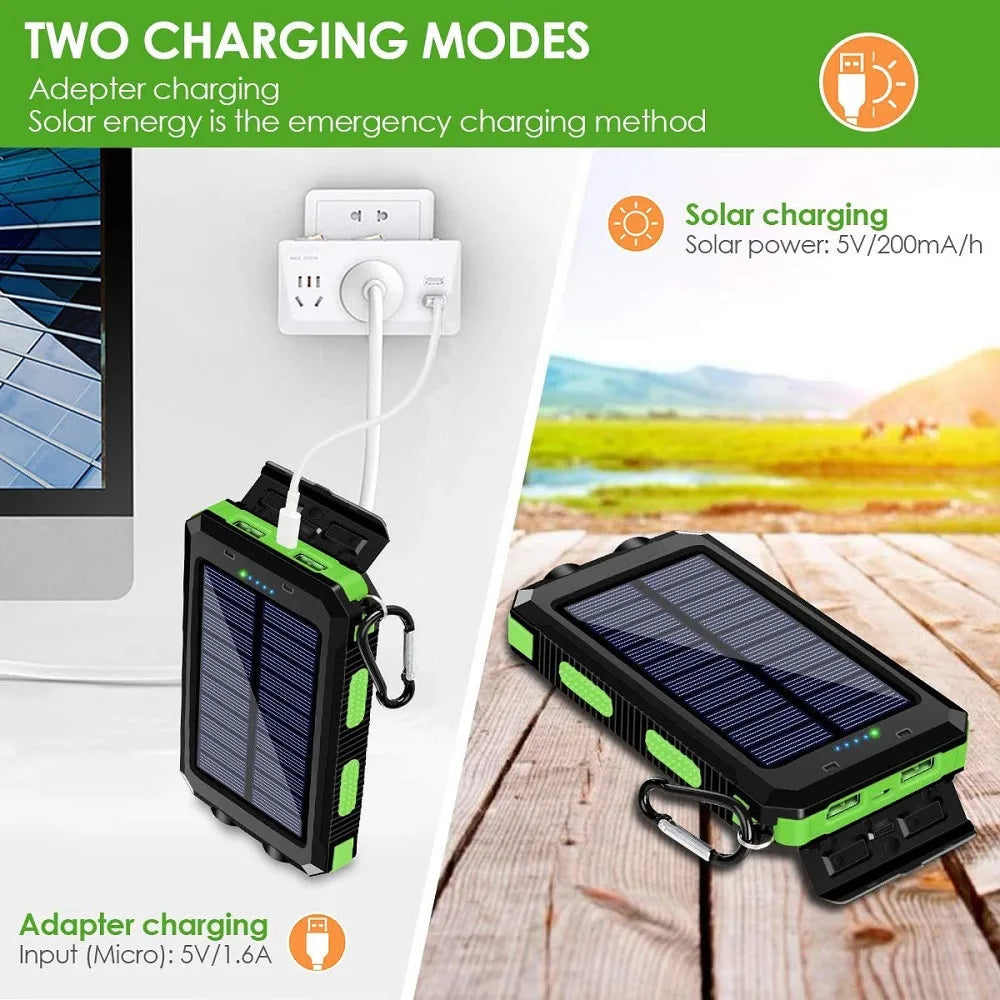 Oloey Solar Power Bank 80000Mah Portable Charger Strong Led Light