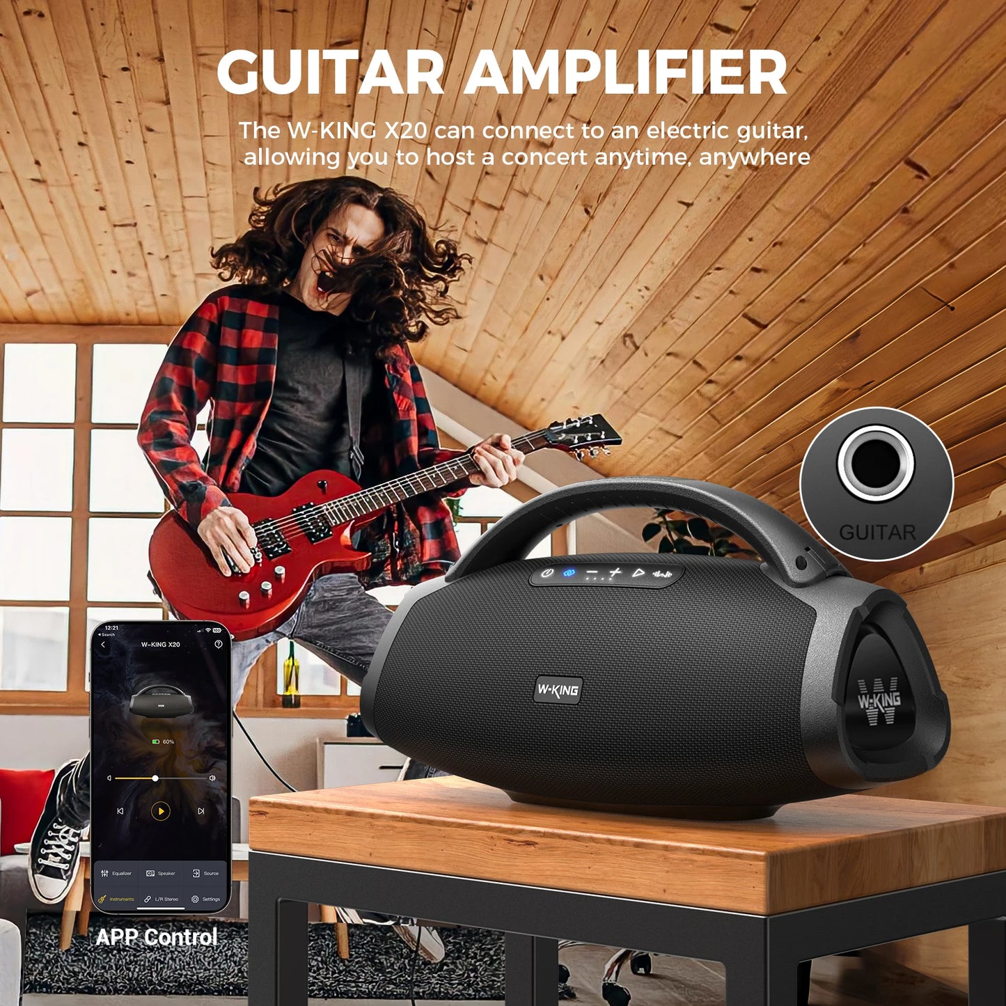 W-King D20 Portable Bluetooth Speaker With Massive Bass Waterproof Design