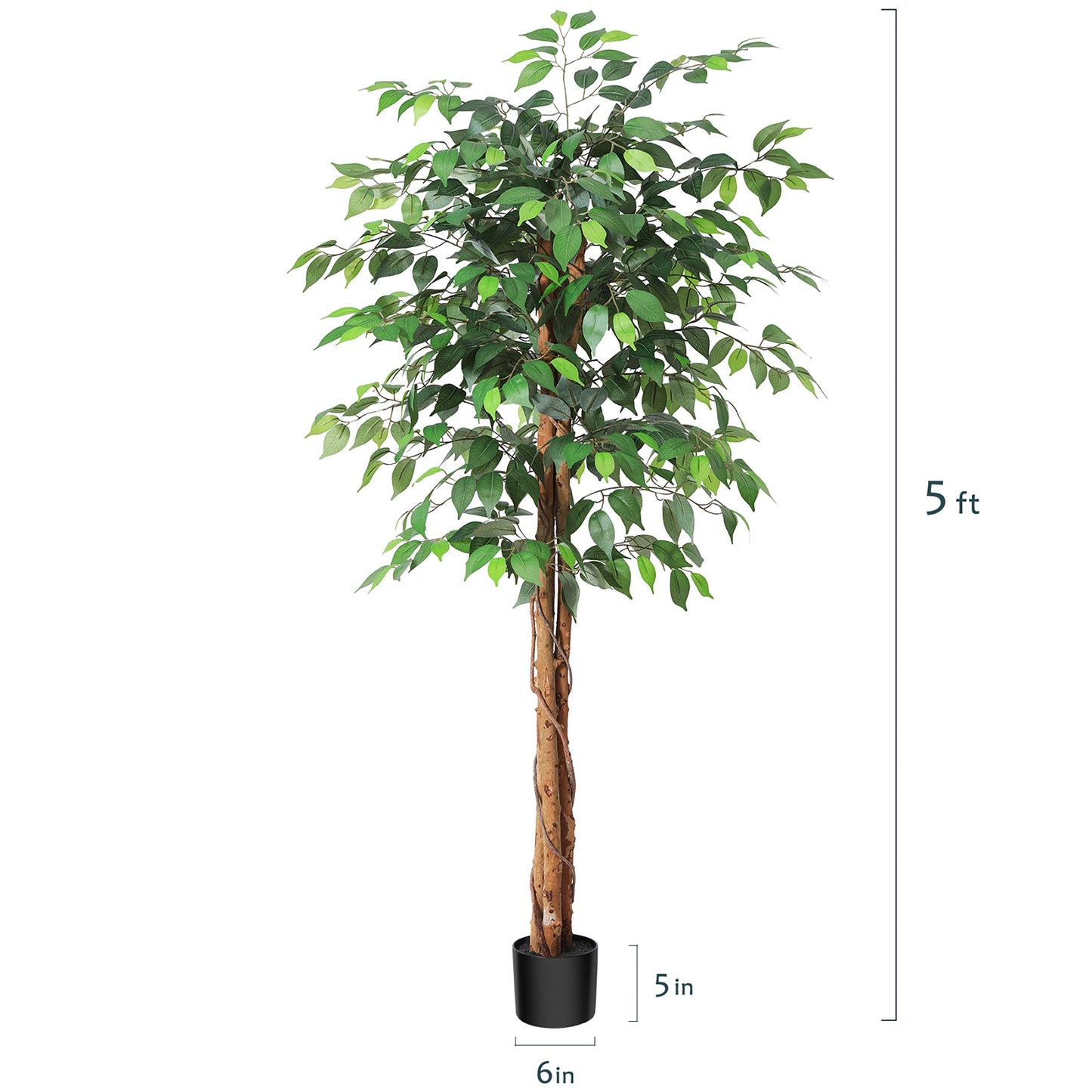 KAZEILA Silk Ficus Tree With Curved Trunk For Office Decor