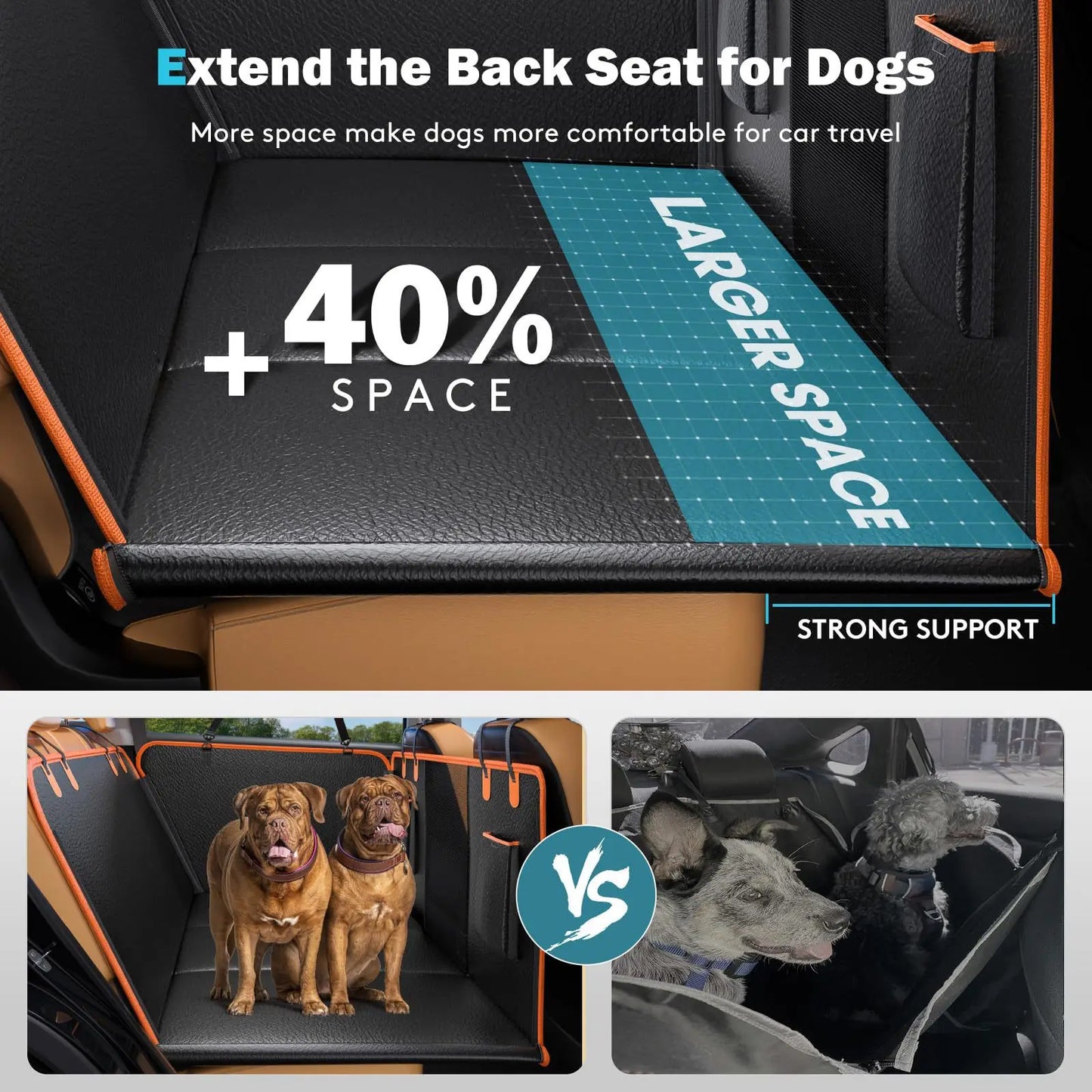 PU Leather Dog Back Seat Extender Waterproof Car Seat Cover