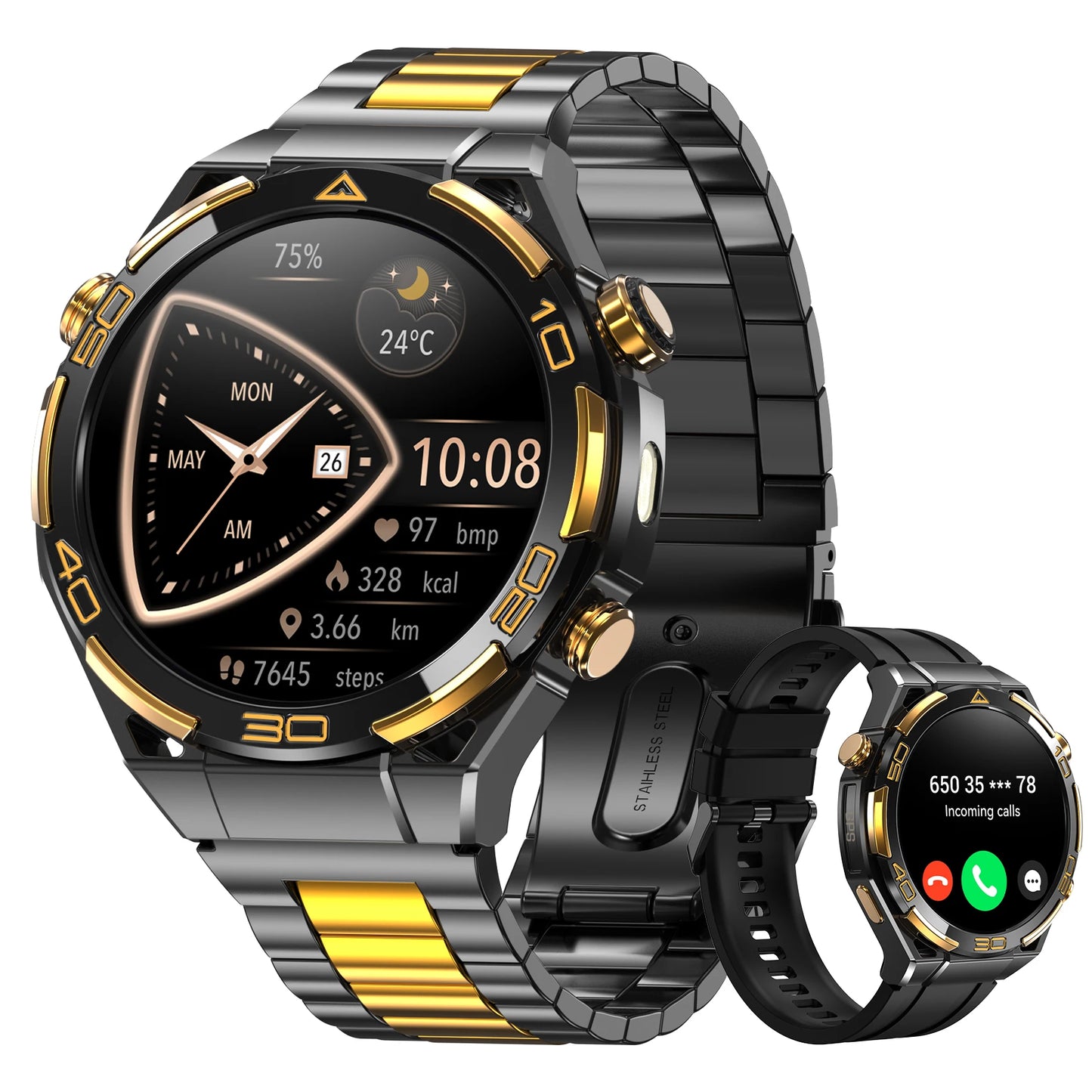 IOWODO W90Pro GPS Smartwatch With Flashlight And AMOLED Display