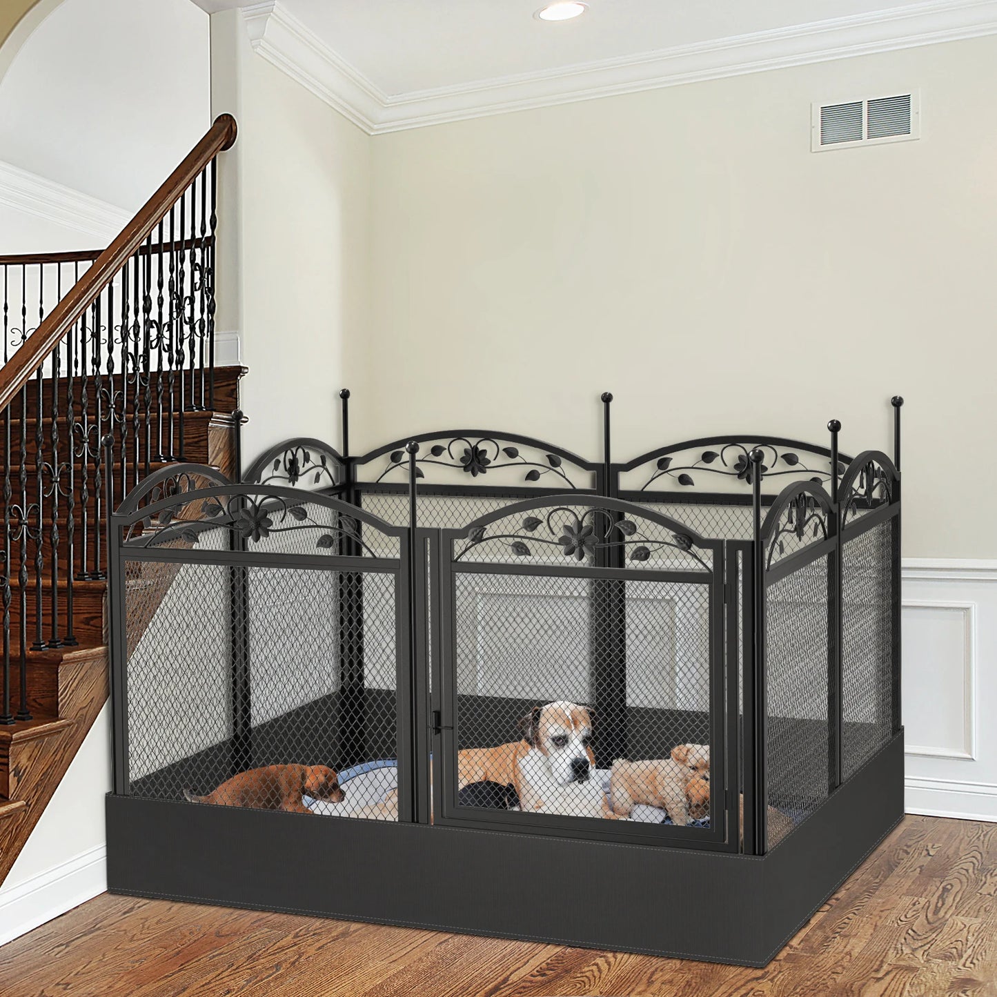BINGOPAW Heavy Duty Dog Playpen 8 Panels Outdoor Iron Fence Waterproof Pad