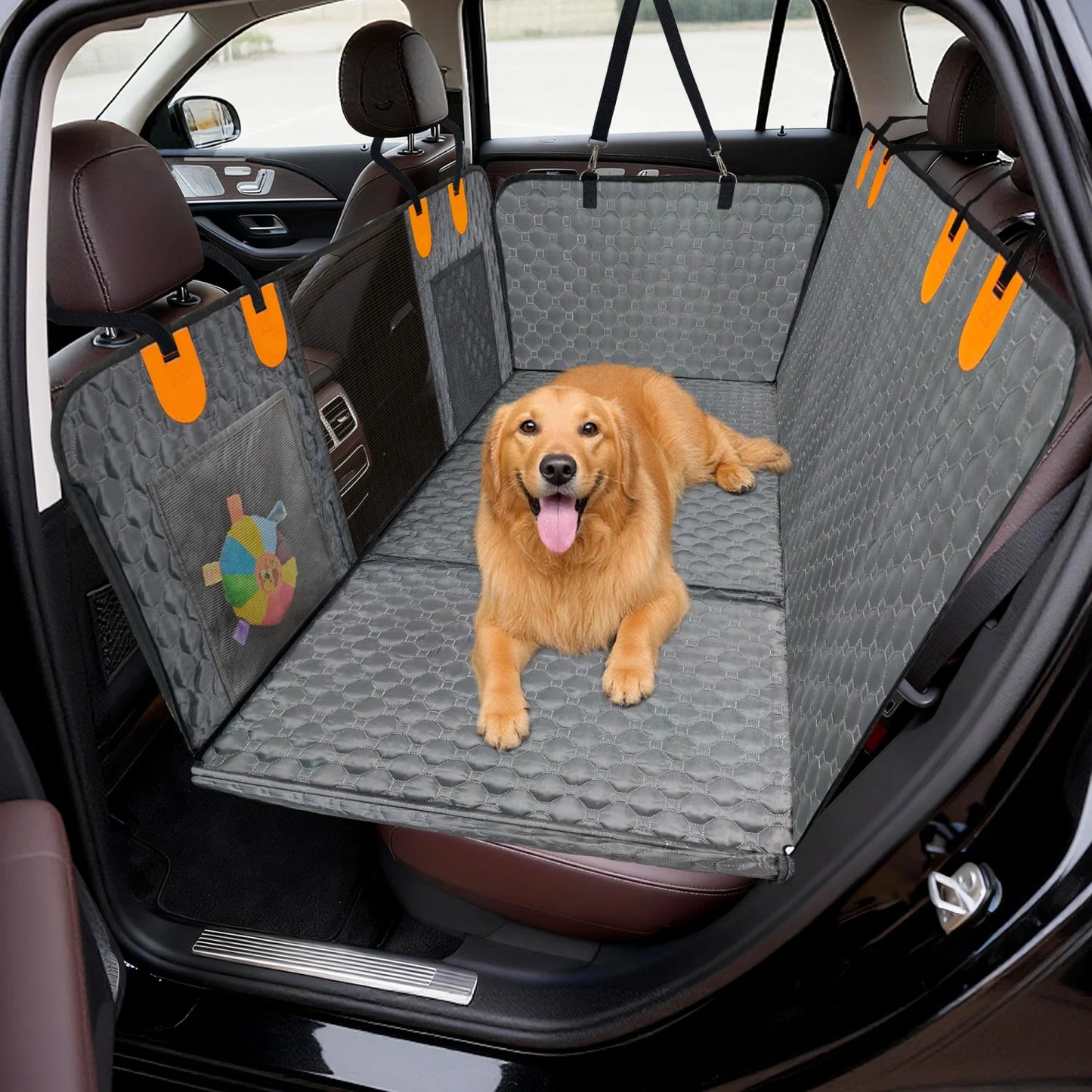 BINGOPAW Waterproof Dog Car Seat Cover with Hammock and Pockets