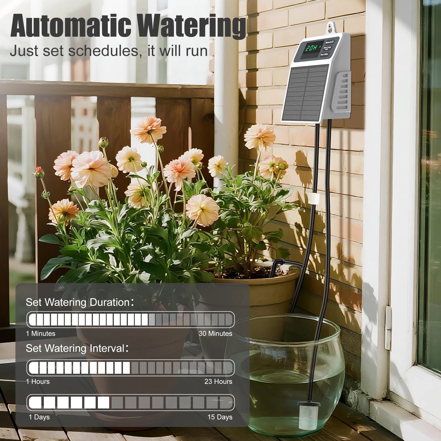 Solar Automatic Plant Watering System For Outdoor Gardens