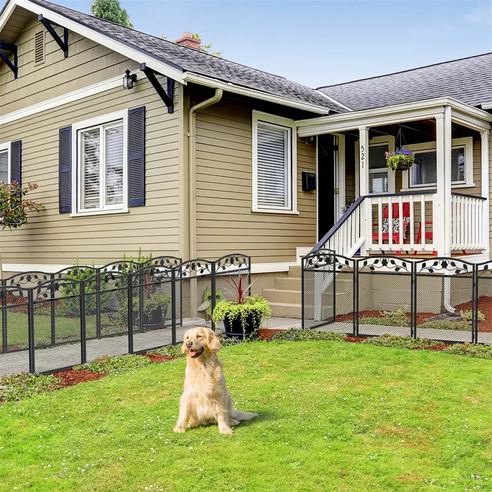 Borwart Wrought Iron Dog Fence Panels Pet Running Exercise Barrier