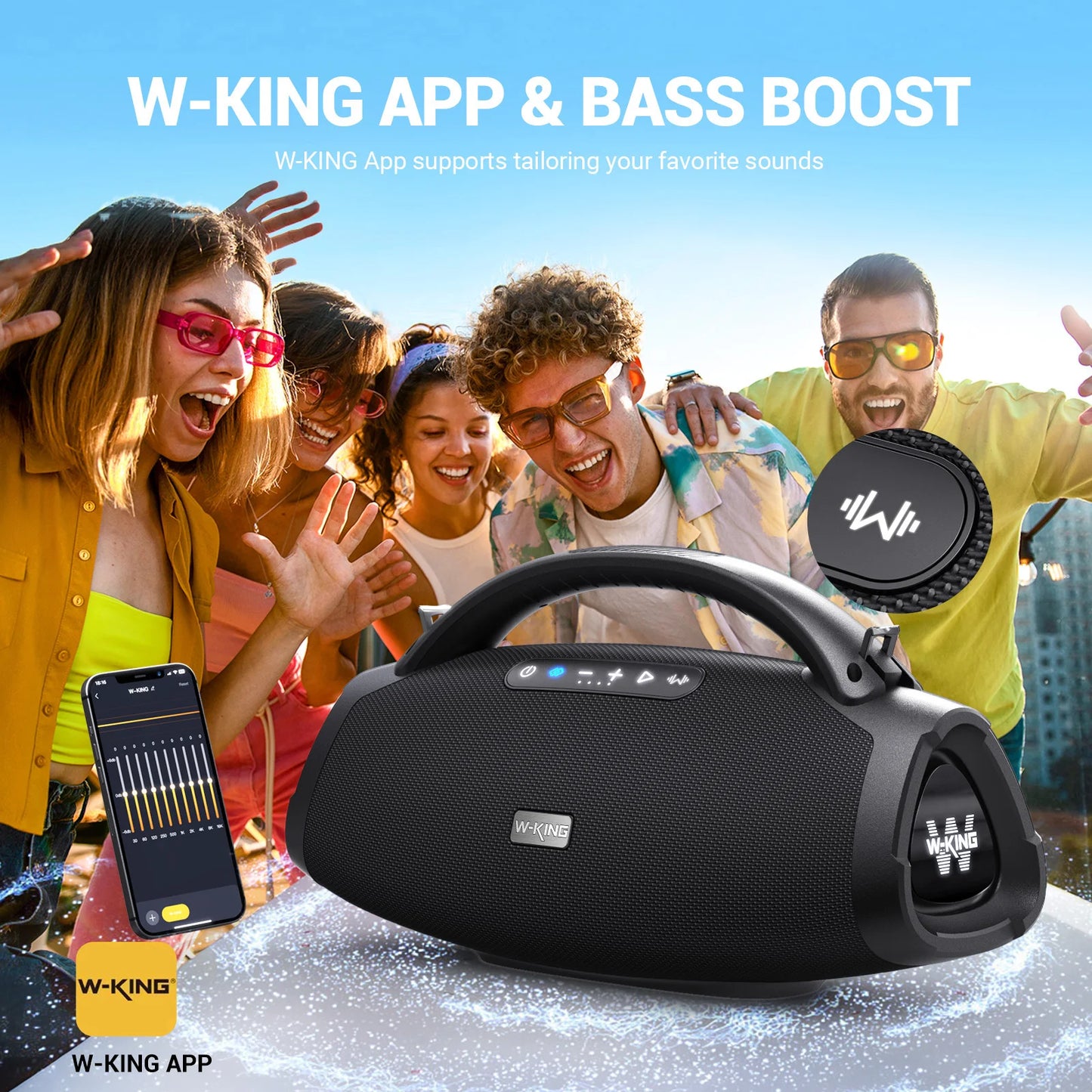 W-King D20 Portable Bluetooth Speaker With Massive Bass Waterproof Design