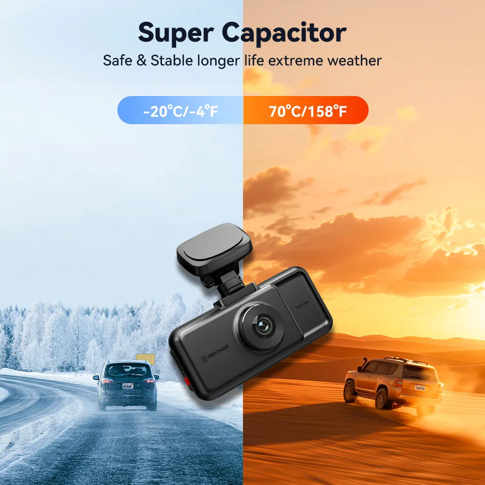 RedTiger A6 4K Dash Cam GPS Front Cabin Night Vision