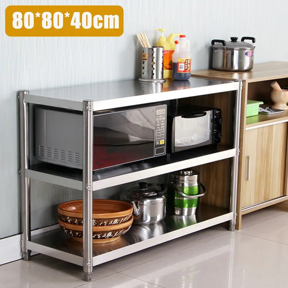Heavy Duty Stainless Steel Storage Shelving Rack Three Tier Organizer