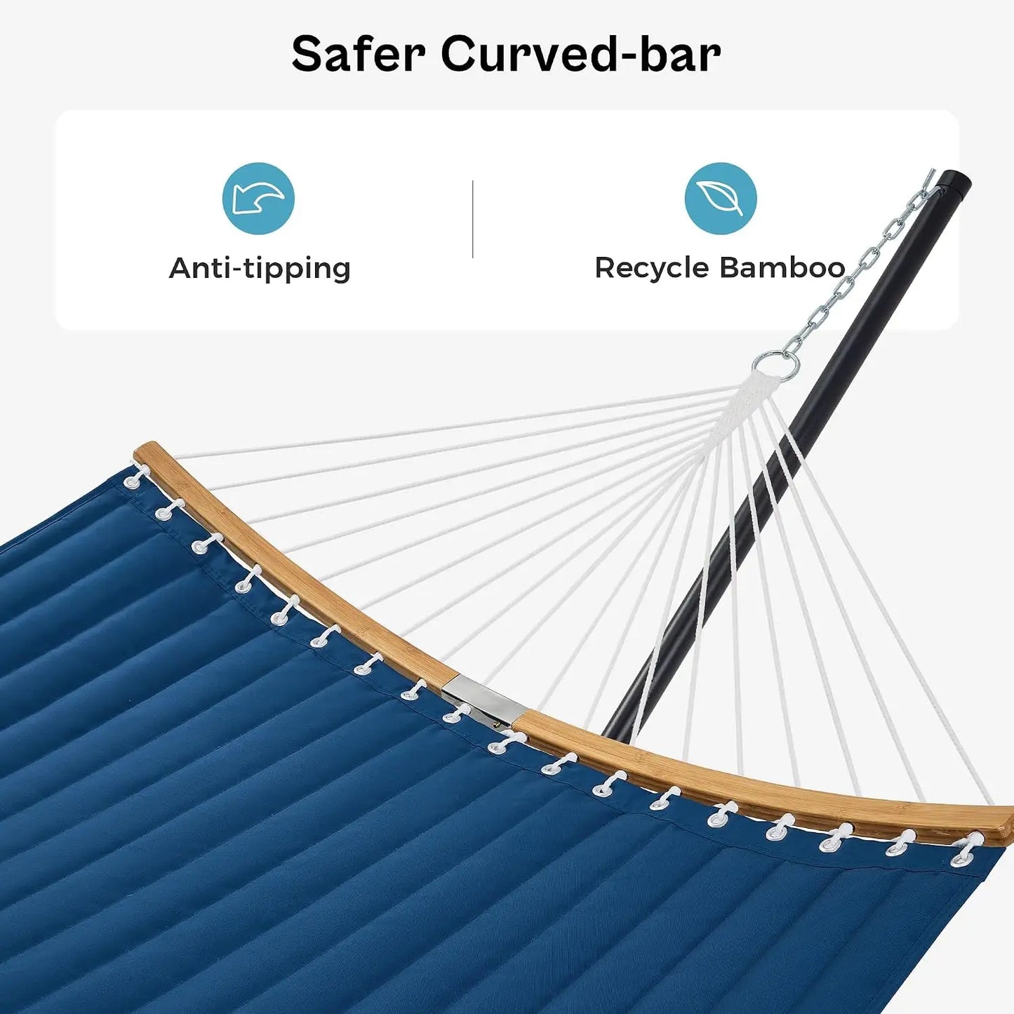 Curved Bar Hammock With Stand Two Person Heavy Duty Frame Detachable Pillow