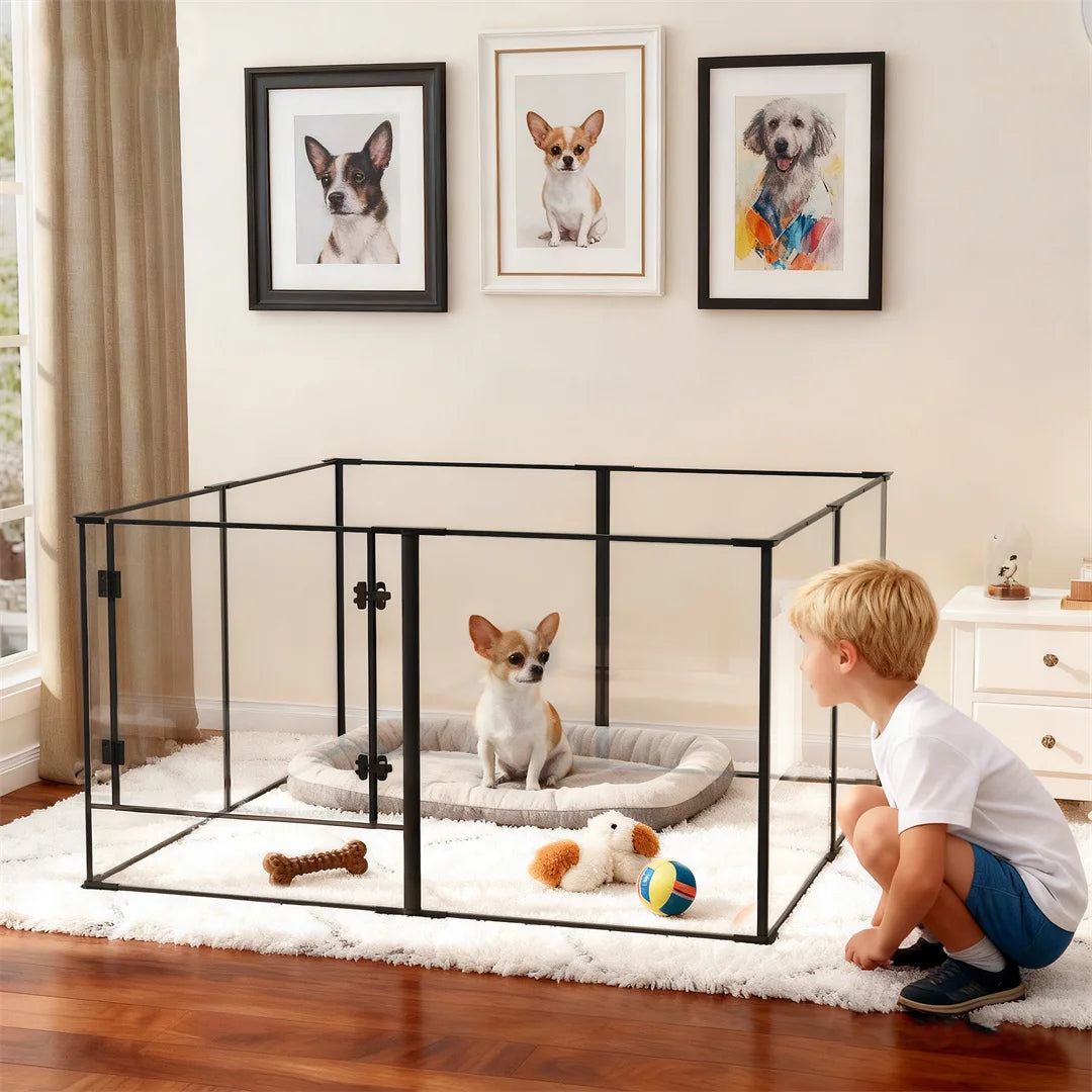 8 Panel Indoor Dog Playpen With Whelping Space For Puppies And Small Pets Safe Exercise Fence