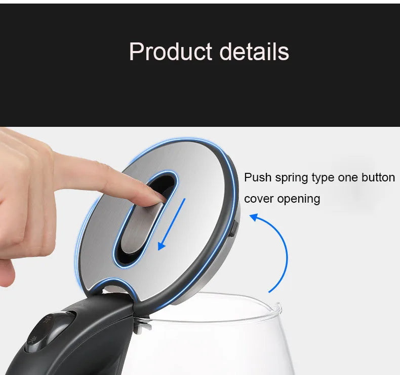 Diamri Electric Glass Kettle Cordless Led Indicator Auto Shut-Off