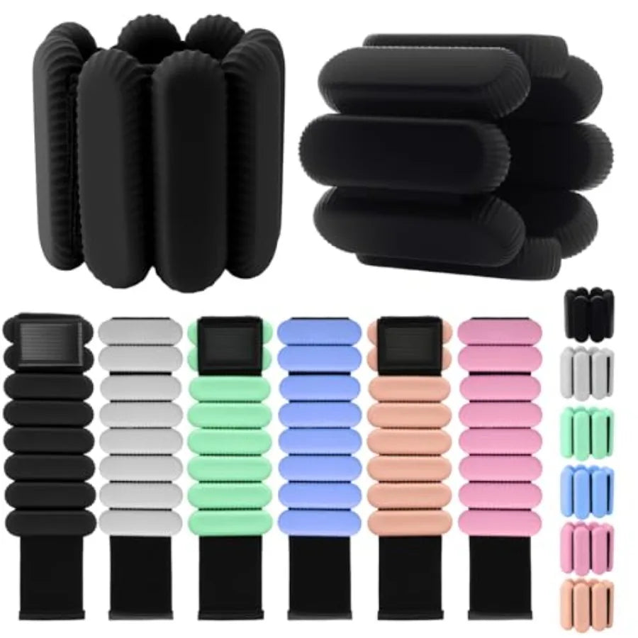 Adjustable Silicone Wrist and Ankle Weights for Home Gym Workouts Running Yoga Pilates Barre Strength Training Black