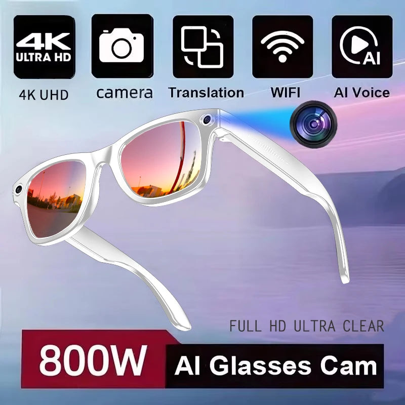 GUHUAVMI Camera AI Glasses With Translation, 720P Dual Cameras, Waterproof