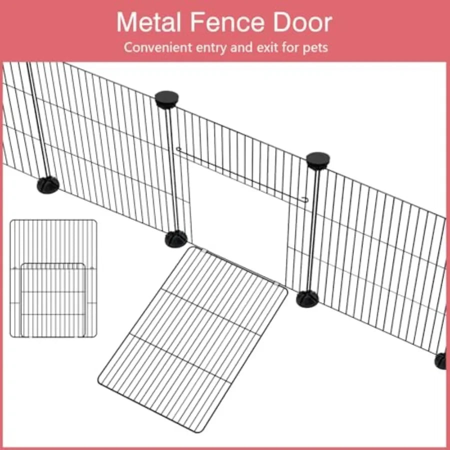 Secure Indoor Pet Playpen With Waterproof Mat For Guinea Pigs
