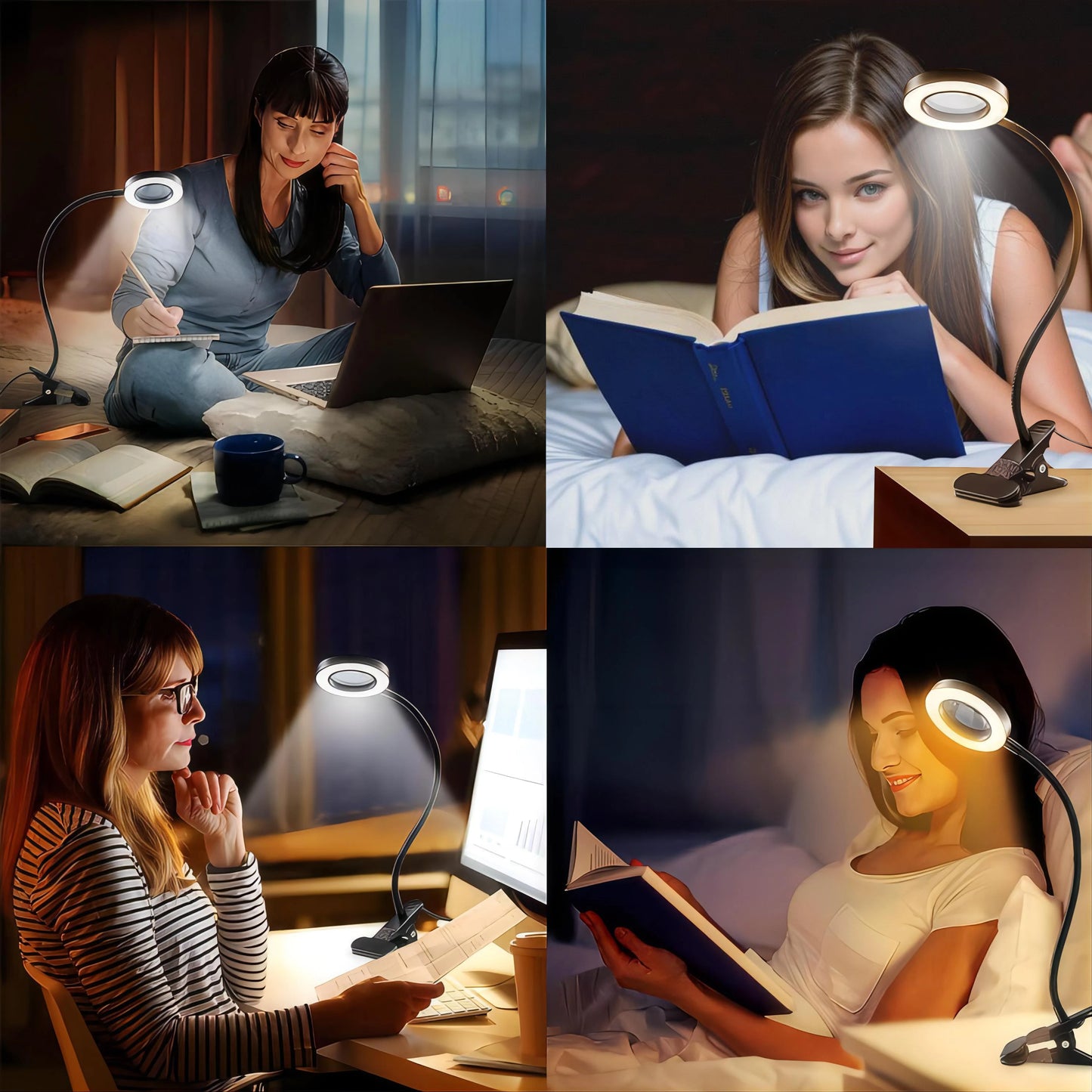 Smeileas 5X Magnifying Lamp with Light Clip On LED Reading