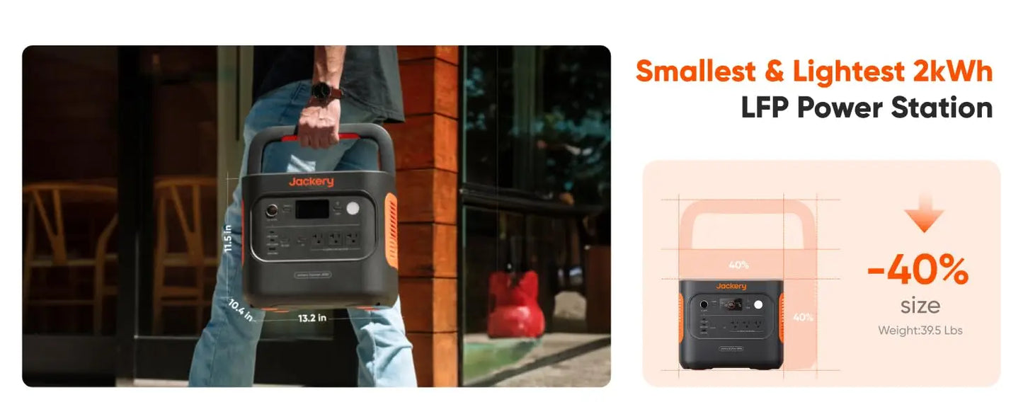Jackery Explorer 2000v2 Portable Power Station With 200W Solar Panel