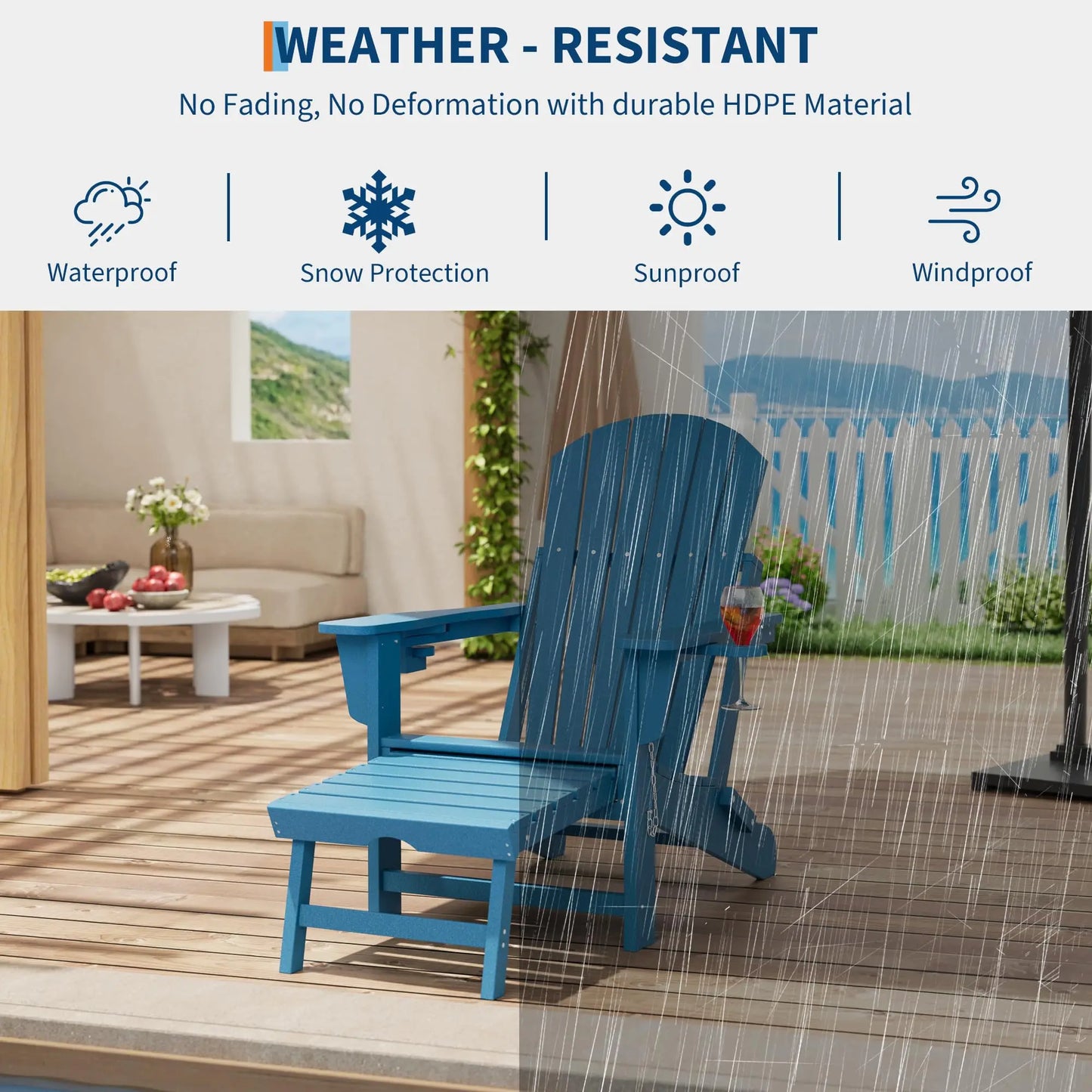 Studyset 4 In 1 Folding Adirondack Rocking Chair With Ottoman Cup Holder