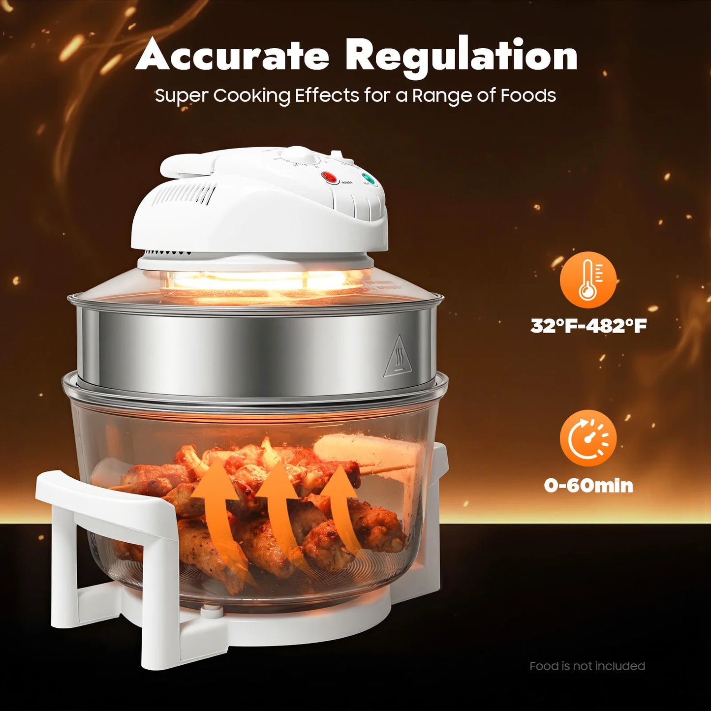 Visual Air Fryer 110V 1200 To 1400W 360 Degree Circulation