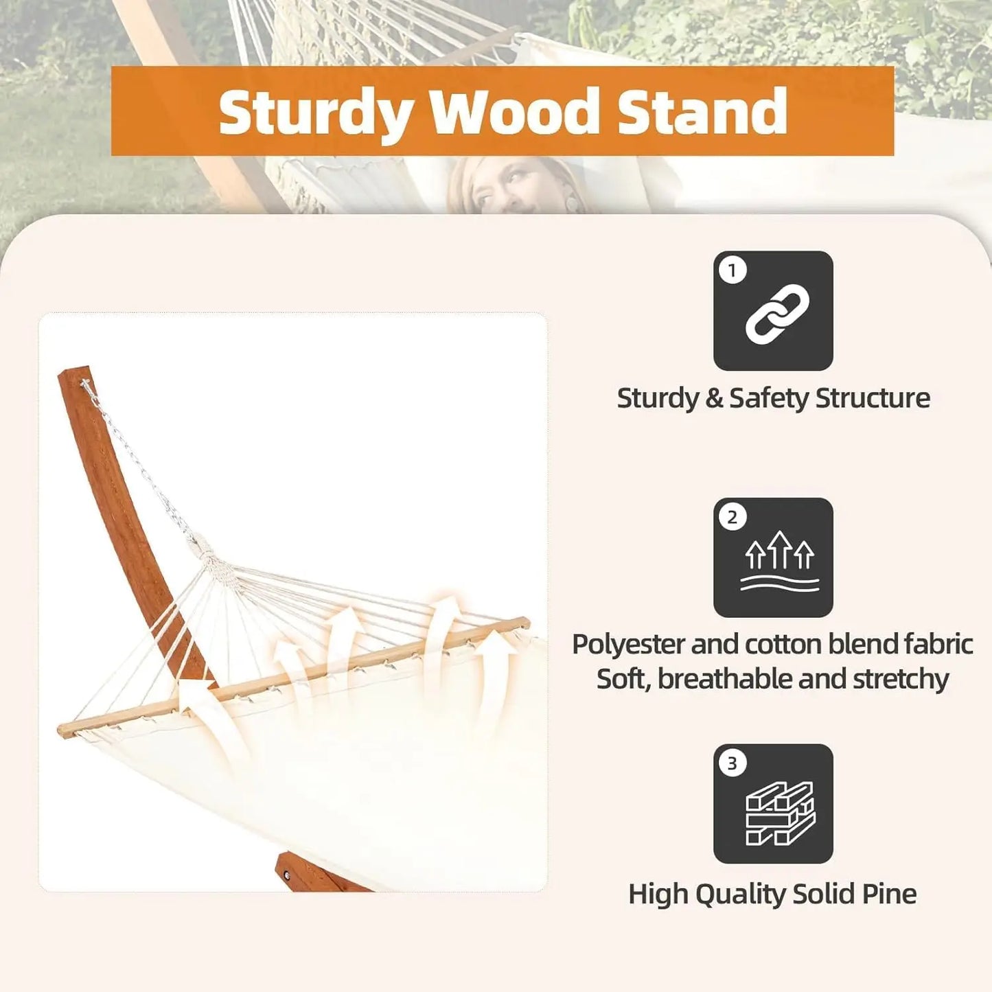 Heavy Duty 2 Person Hammock With Stand 550 Lbs Capacity For Porch Patio Garden