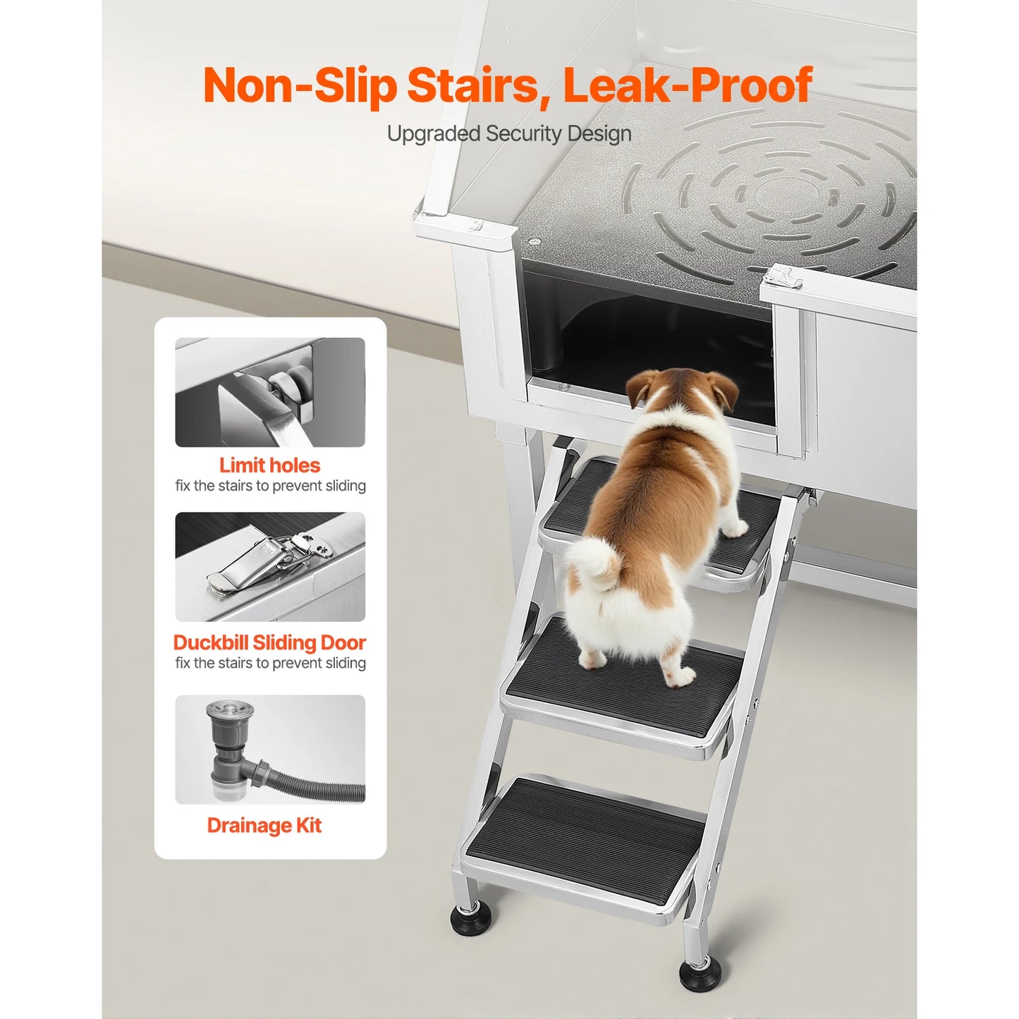 Stainless Steel Dog Grooming Station With Faucet Showerhead Soap Holder