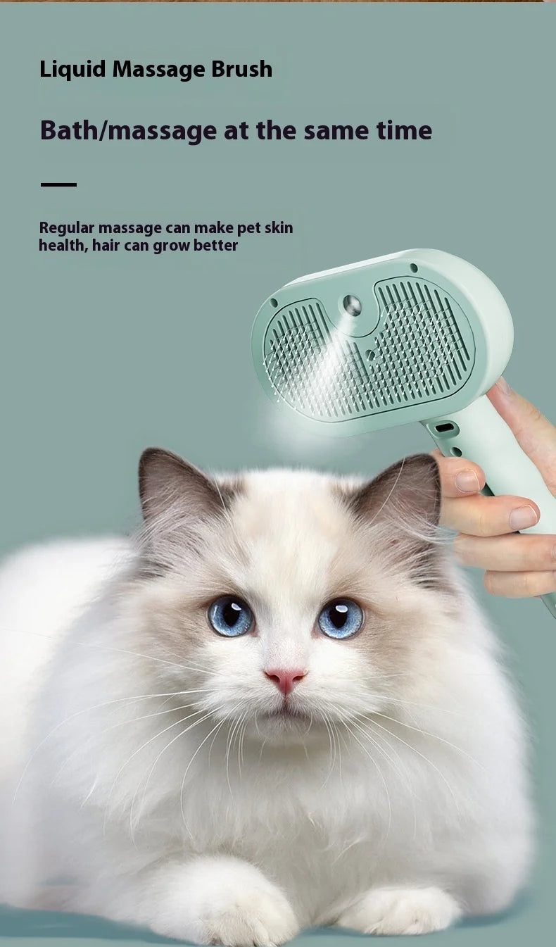 Pet Hair Removal Steam Brush For Grooming With Water Tank